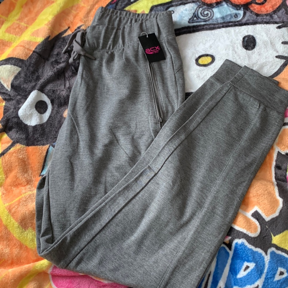 Dark Gray Activewear Joggers w/ Zippered Pockets | ACX